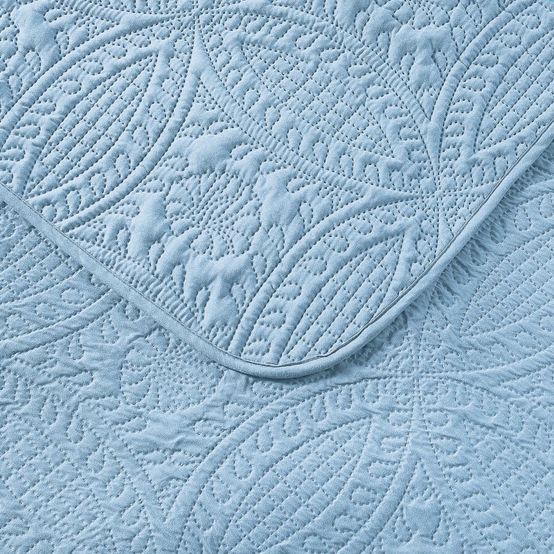 Pure Bedding Quilt Set King/California King Size Sky Blue - Oversized Bedspread - Soft Microfiber Lightweight Coverlet for All Season - 3 Piece Includes 1 Quilt and 2 Shams, Geometric Pattern - Image 4